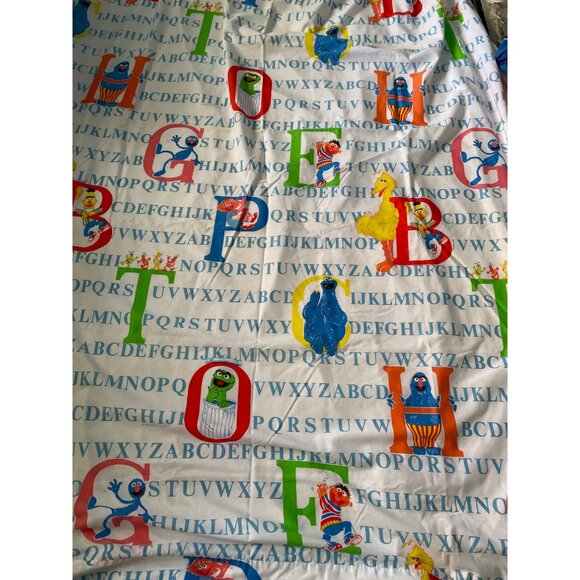 Vintage Sesame Street Alphabet Twin Flat Sheet Stevens USA Cutter Crafts Tastema - Picture 1 of 10
